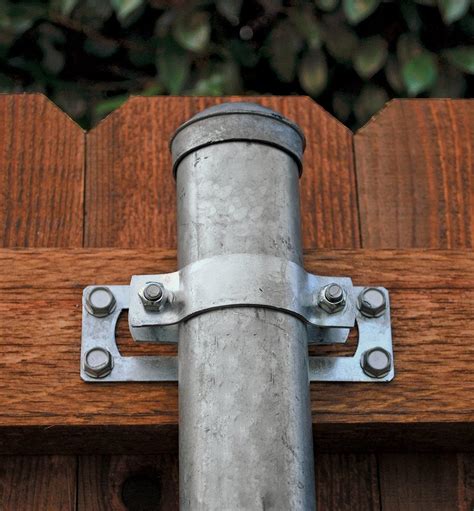 pipe metal post to wood fence bracket|outside corner bracket for fence.